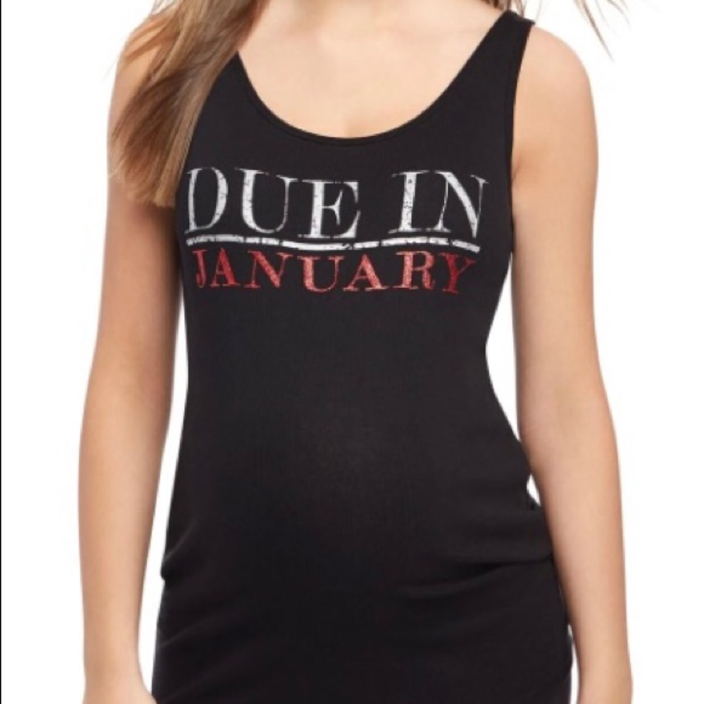 Motherhood Maternity Due in January rib tank top